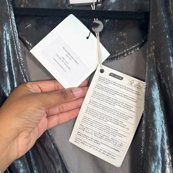 NWT BEARE PARK Velvet Mini Wrap Dress in Silver Tinsel - US 6 - Picture 8 of 8